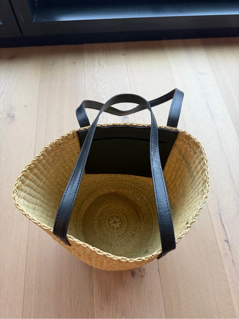 bembien Woven Straw Basket Tote in Tan -